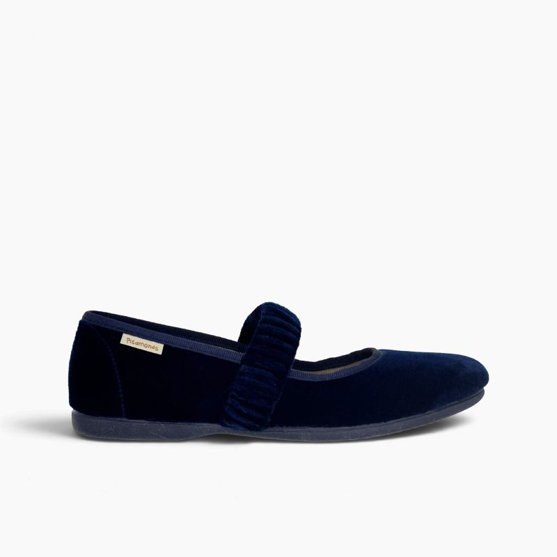 Velvet Mary Janes gathered elastic strap