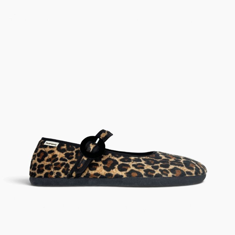 Barefoot animal-print Mary Janes