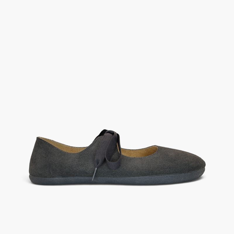 Women’s barefoot suede Mary Janes grosgrain bow