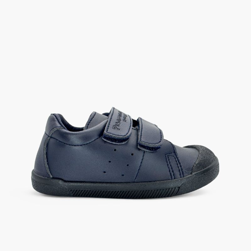 Soft barefoot school trainers leather effect