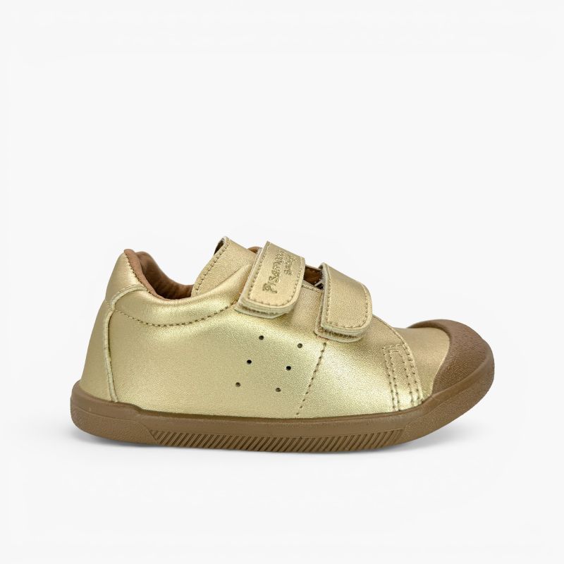Metallic colours leather-effect barefoot trainers