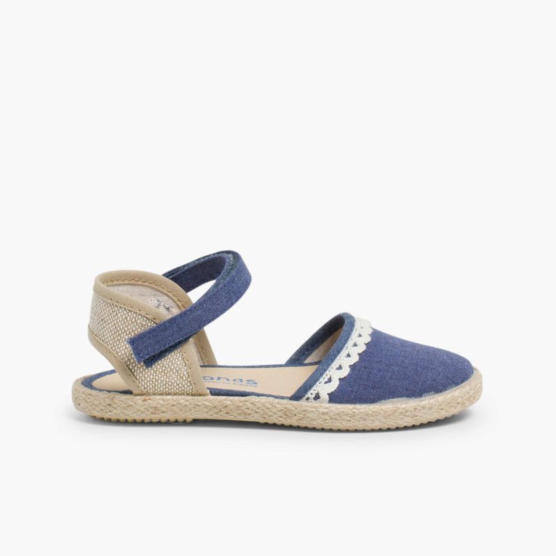 Girls Espadrilles Canvas & Linen Lace