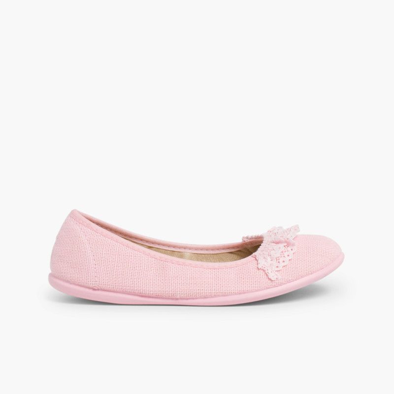 Laced Linen Ballet Pumps