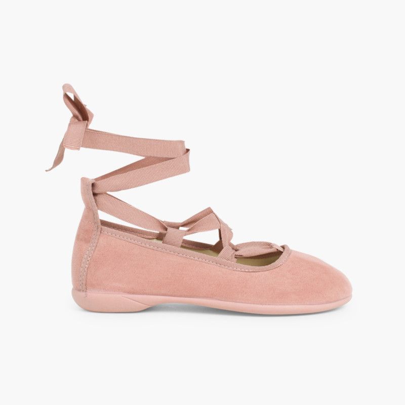 Suede Effect Ballet Pumps With Bows