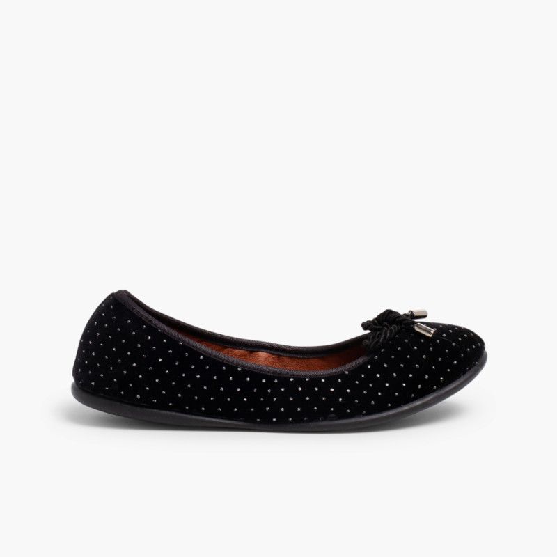 Ballerina shoes in Velvet with Bows and Sparkles