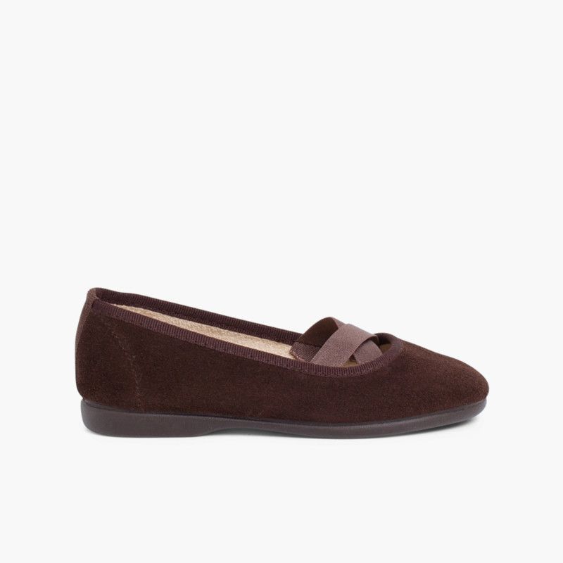 Girls Ballet Pumps with Crossed Ribbon