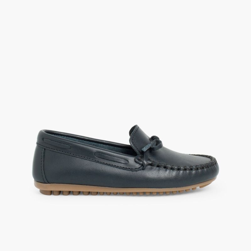 Boys Leather Ribbon Moccasins