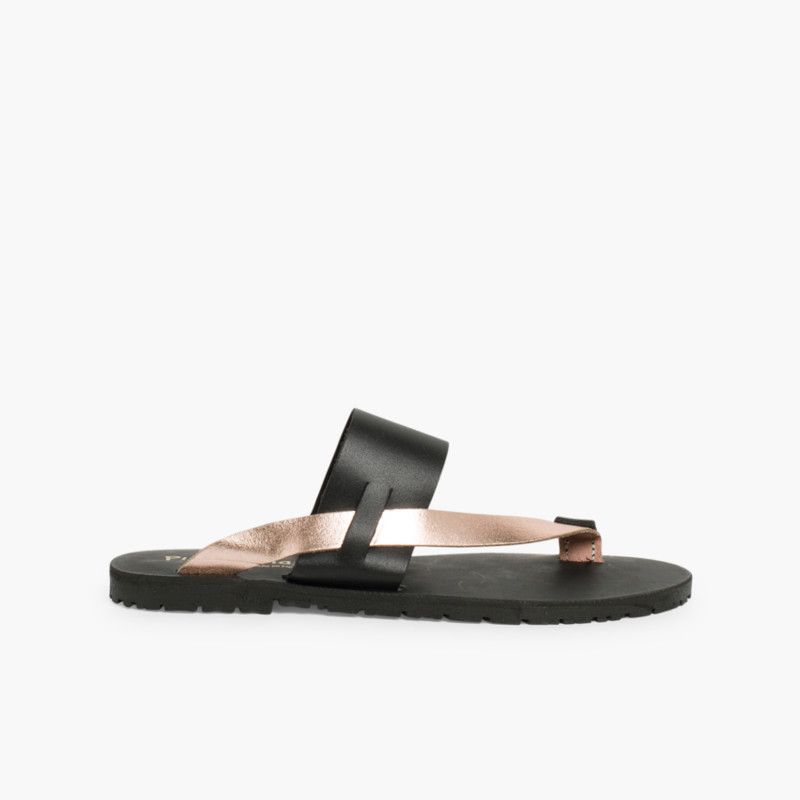 Metallic Leather Toe Post Sandal