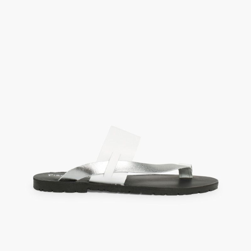 Metallic Leather Toe Post Sandal