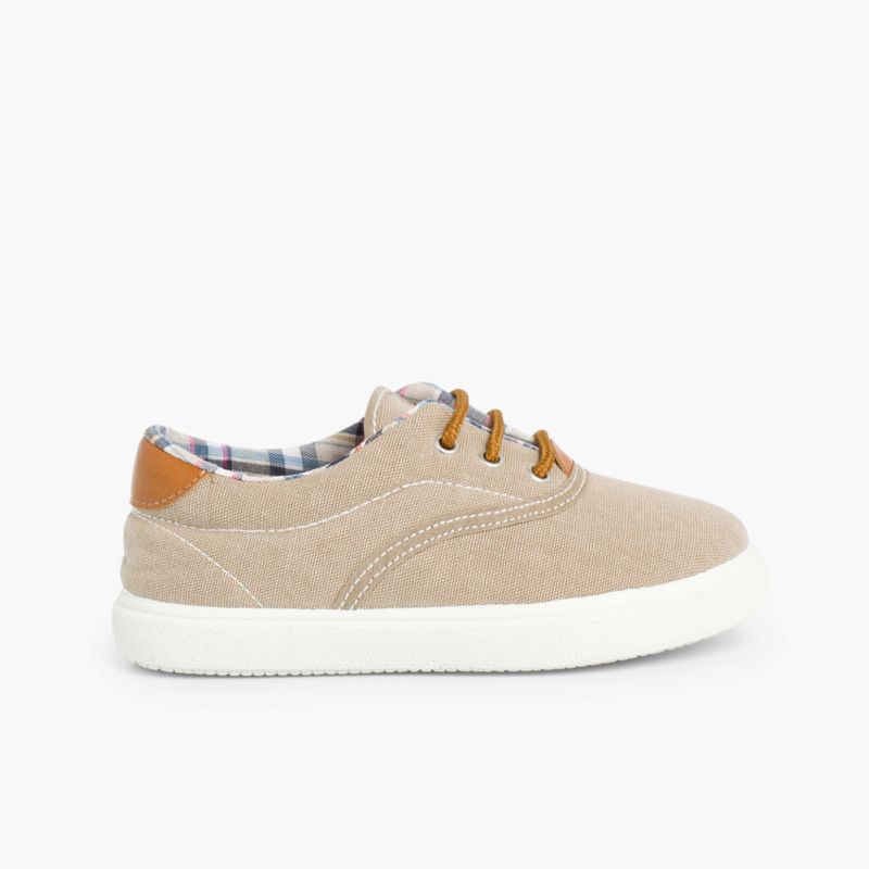 Contrast Lace-Up Canvas Sneakers