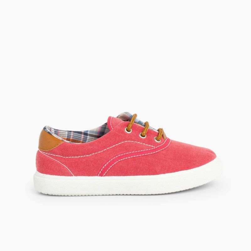 Contrast Lace-Up Canvas Sneakers