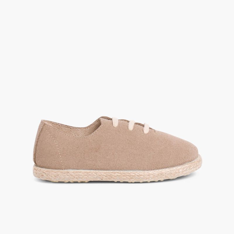 Kids Lace-Up Suede and Jute Trainers