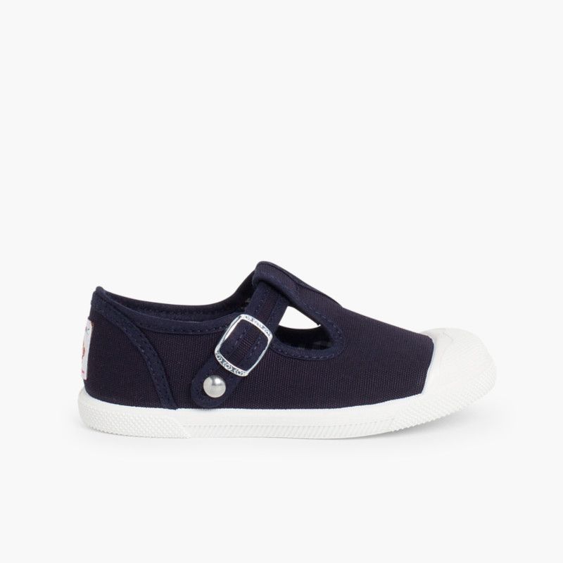 Boys T-Bar Canvas Shoes Rubber Toe
