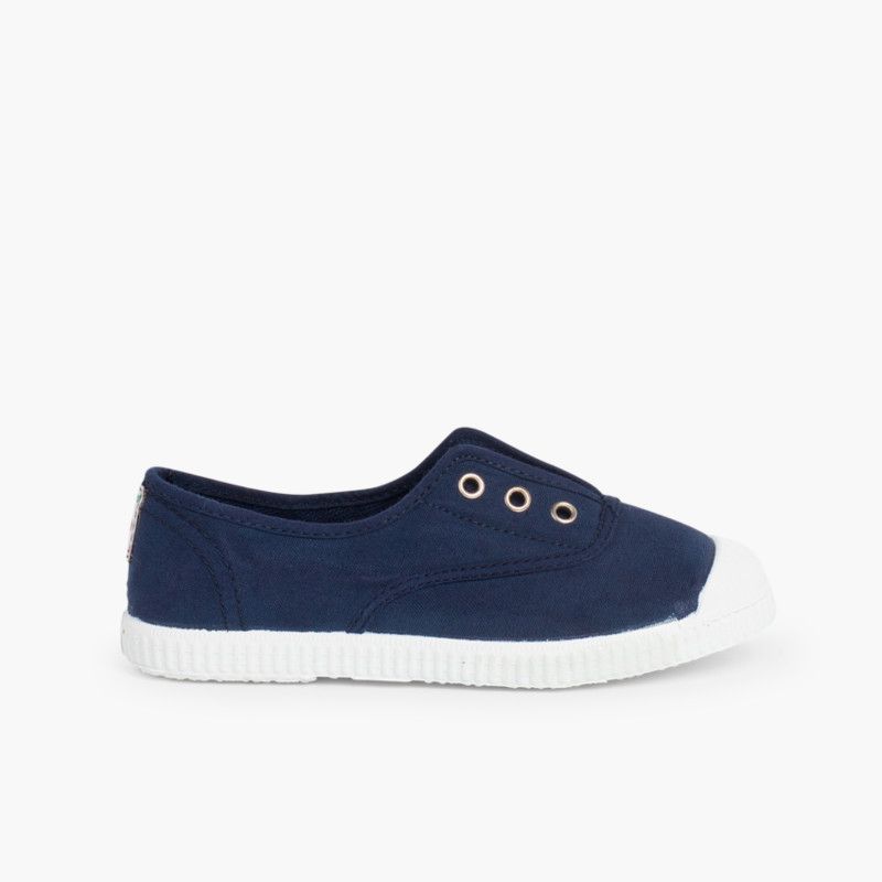 Rubber Toe Cap Canvas Trainers Without Laces