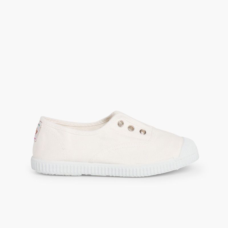 Rubber Toe Cap Canvas Trainers Without Laces