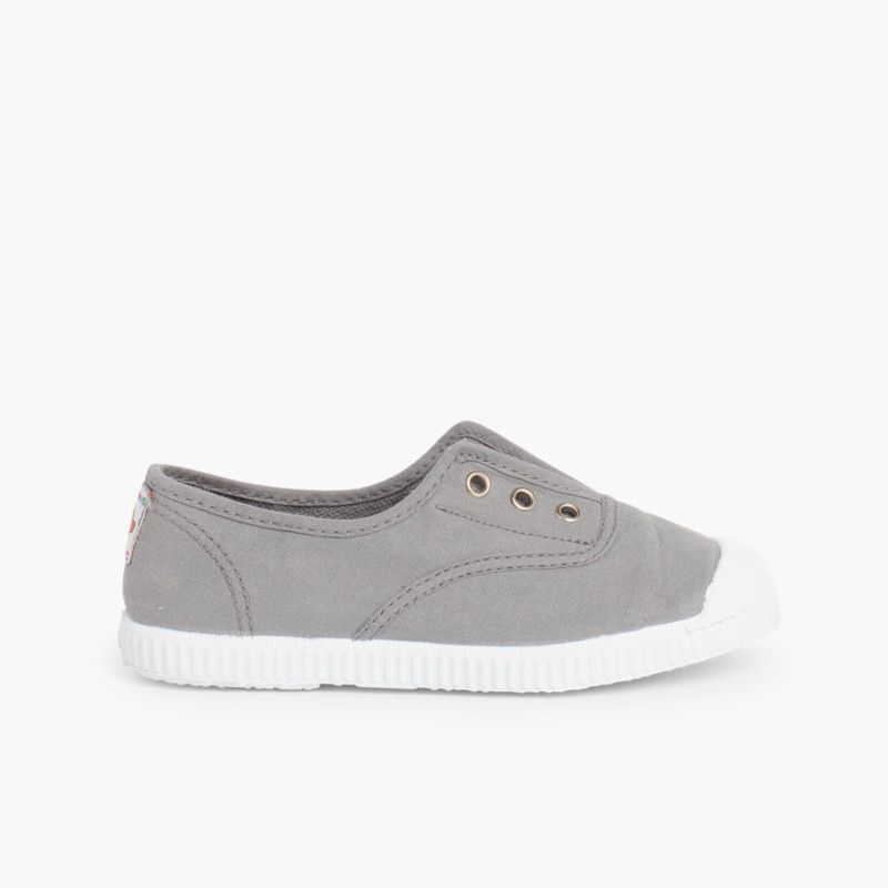 Rubber Toe Cap Canvas Trainers Without Laces