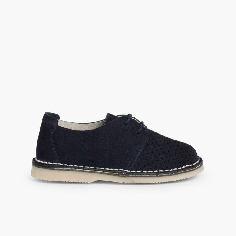 Suede Bluchers With Punch Hole Detail 