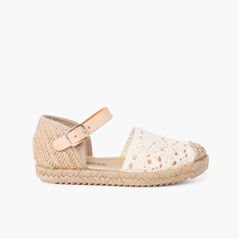 Girls macramé espadrille sandal with buckle