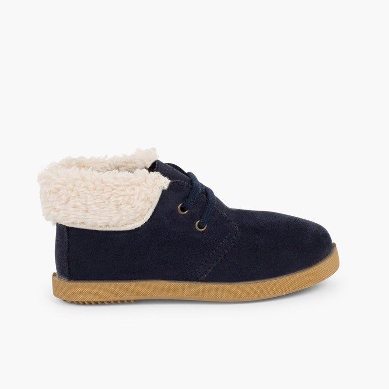Faux Sheepskin Cuff Boots for Boys and Girls
