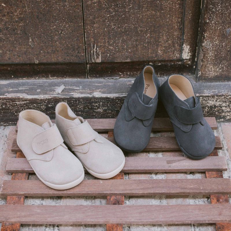 Barefoot suede boots hook-and-loop closure