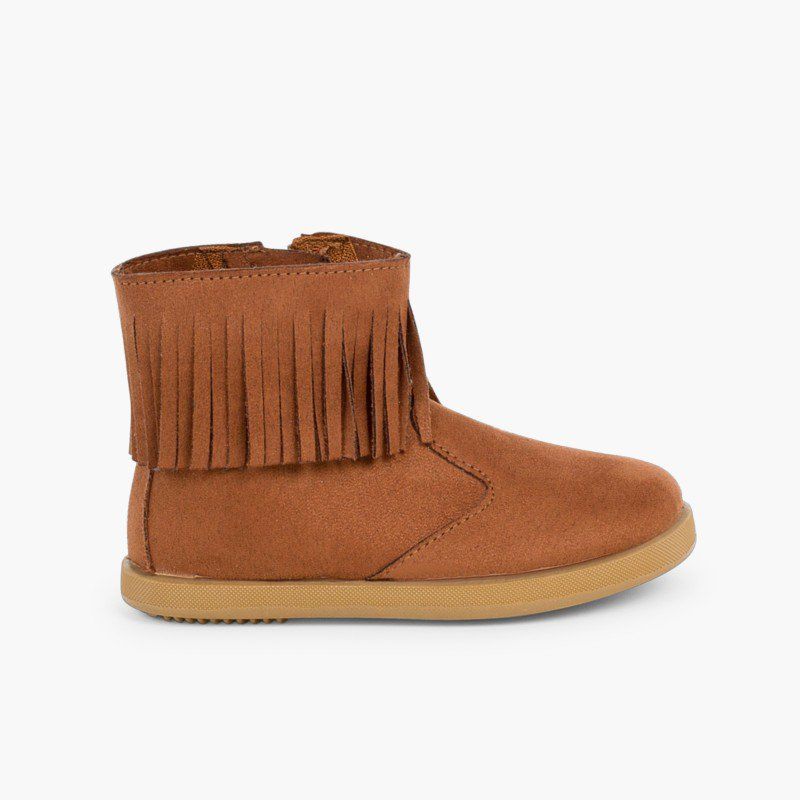 Fringed Booties with Zip for First Steps