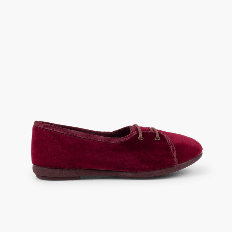 Girls Velvet Court-Style Bluchers