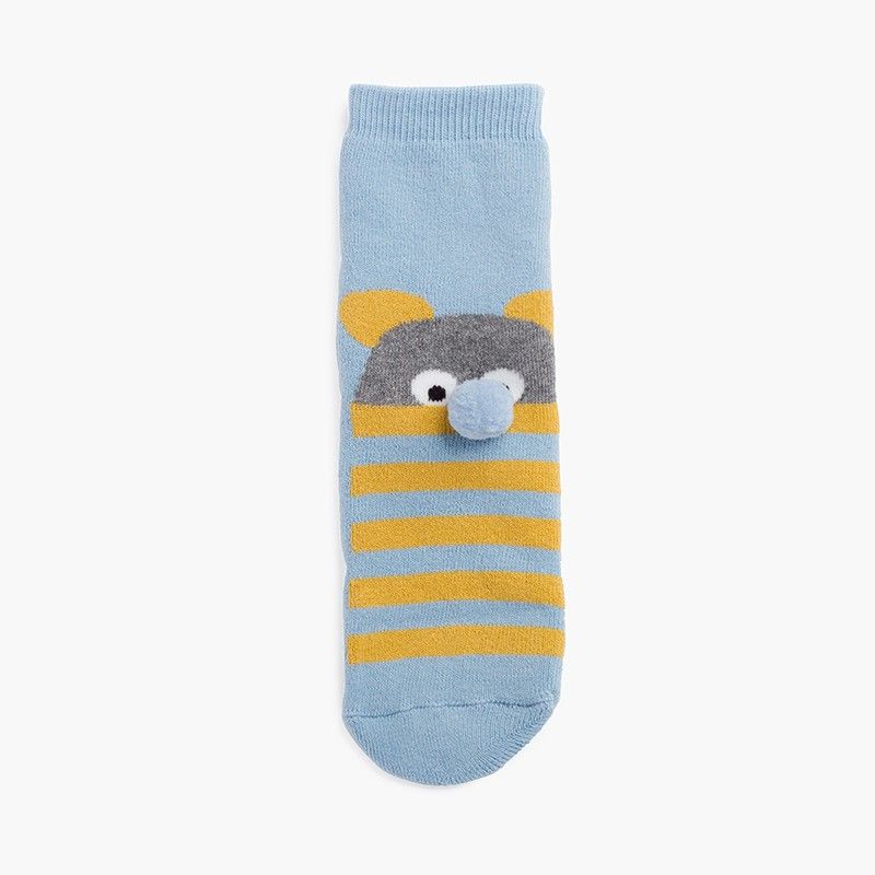  Bear pom pom terry slip resistant socks