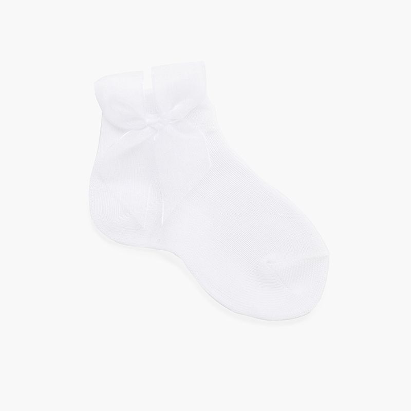 Plain short organza bow socks