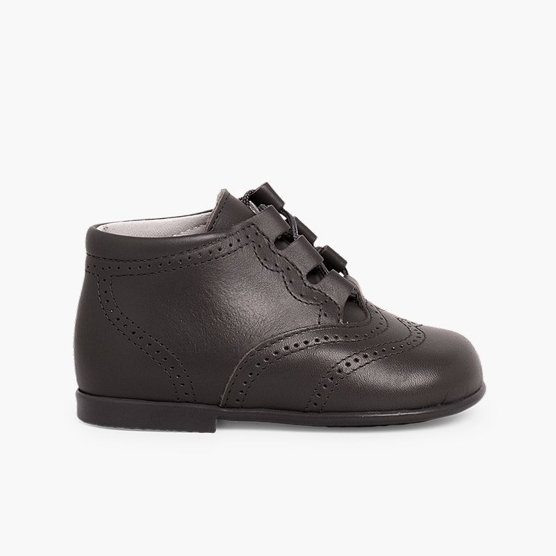 Leather Lace-Up Oxford Booties