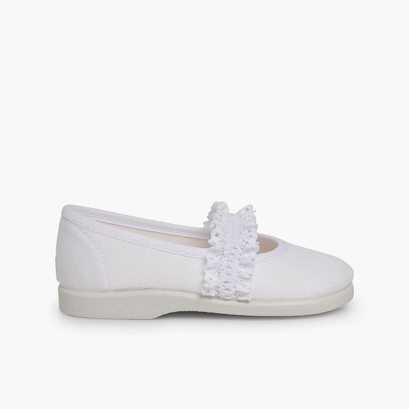 Girls' Mary Janes with Elasticated Lace Strap