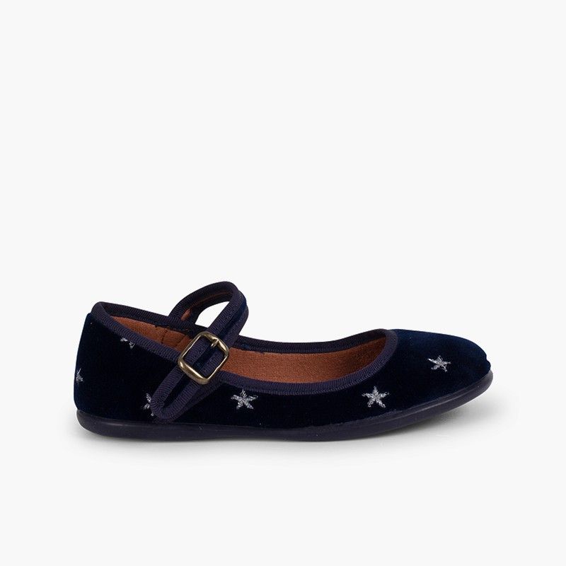 Girls' Velvet Low-Vamp Mary Janes Little Stars
