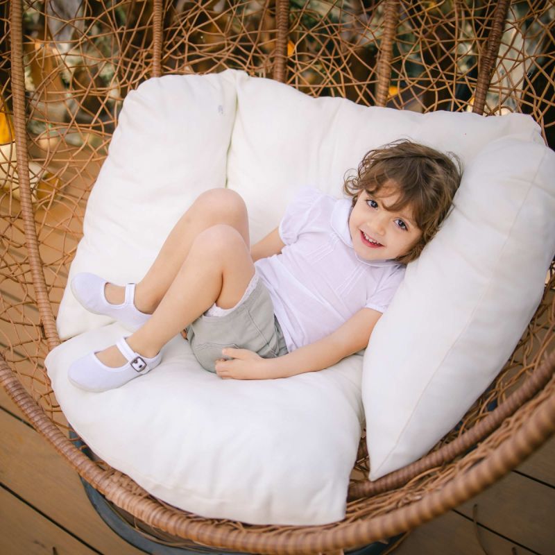 Flexible linen mary janes buckle