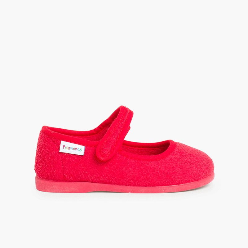 Girls Towelling Bouclé Mary Jane Slippers