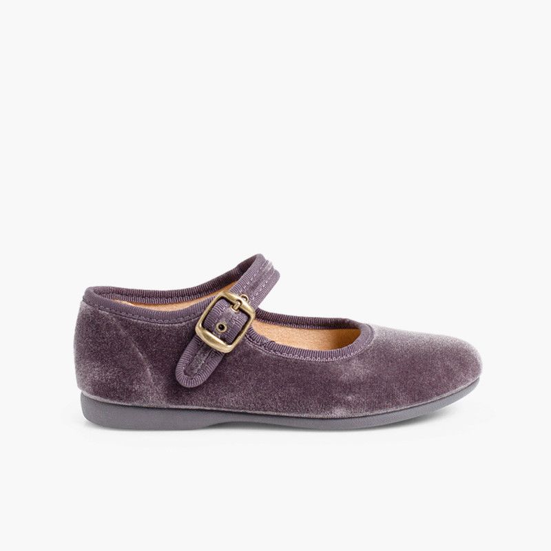 Girls Buckle Up Velvet Mary Janes