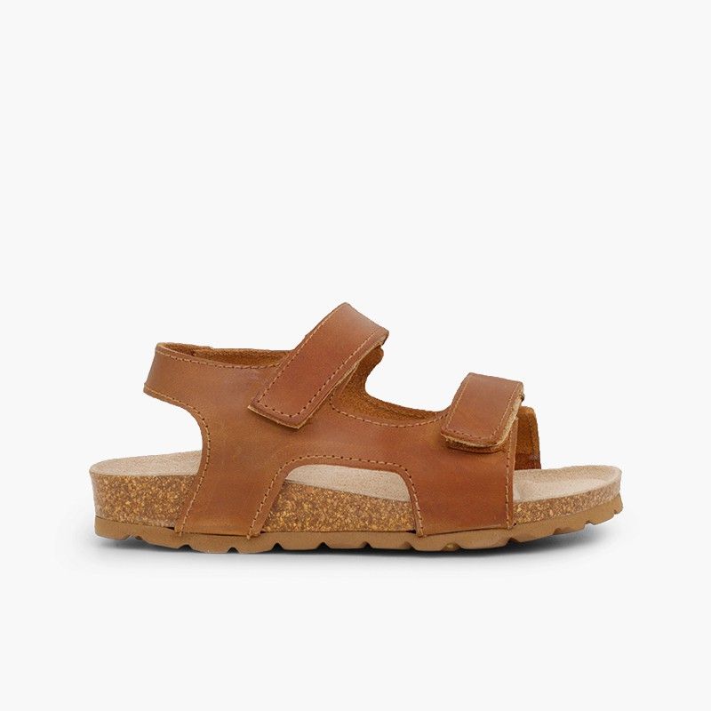 Eco leather sandals twin loop fasteners