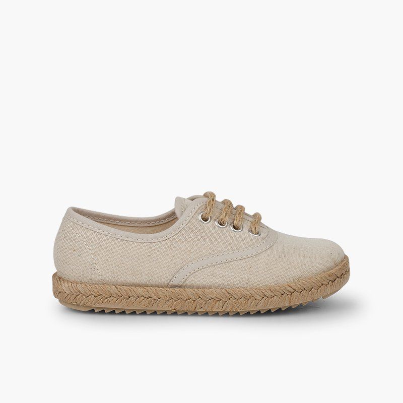 Kids' trainers with jute sole and laces