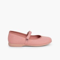 Girls Riptape Canvas Mary Janes Blush pink