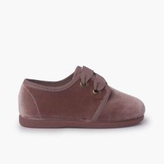 Velvet Lace-up Shoes Blush pink