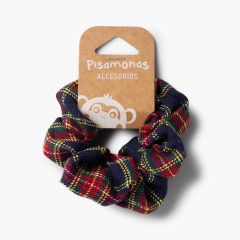 Girls' Scottish-patterned hair tie  Navy Blue