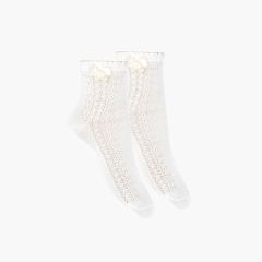 Openwork Dress Socks With Bow White