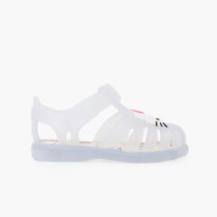 Jelly Sandals hook-and-loop closure Hello Kitty White