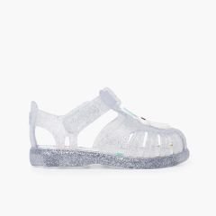 Glitter unicorn sandals adhesive strip White