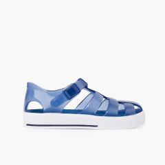 Jelly sandals tennis clip closure Navy Blue