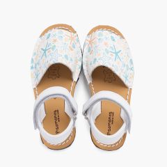 Menorcan sandals printed for children with adhesive strip sea ​​stars