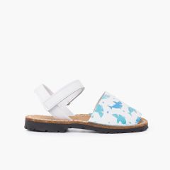 Menorcan sandals printed for children with adhesive strip Sharks