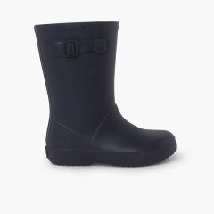  Pastel buckle rain boots Navy Blue