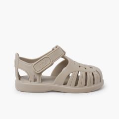 Tobby solid jelly sandals with riptape Sand