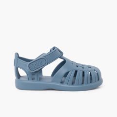 Tobby solid jelly sandals with riptape Ocean