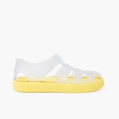 Jelly sandals coloured soles type trainers Yellow