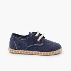 Boy's canvas blucher with two-tone jute sole Navy Blue